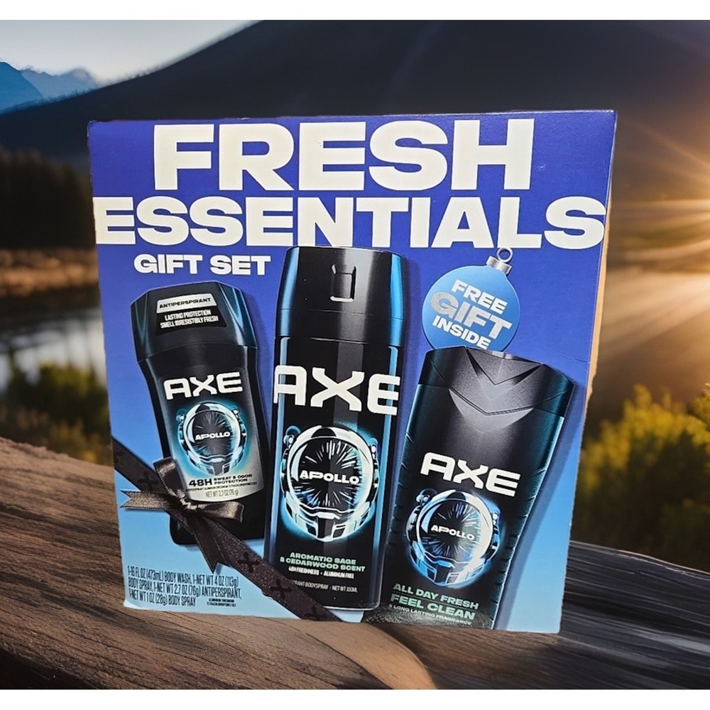 AXE Apollo Gift Set for Men, Body Wash, Deodorant Spray & Antiperspirant